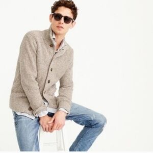 J. Crew Marled Cotton Mockneck Cardigan Sweater